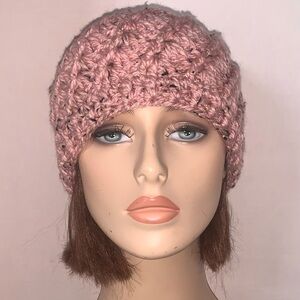 Crochet beautiful blush pink  beanie handmade for adult